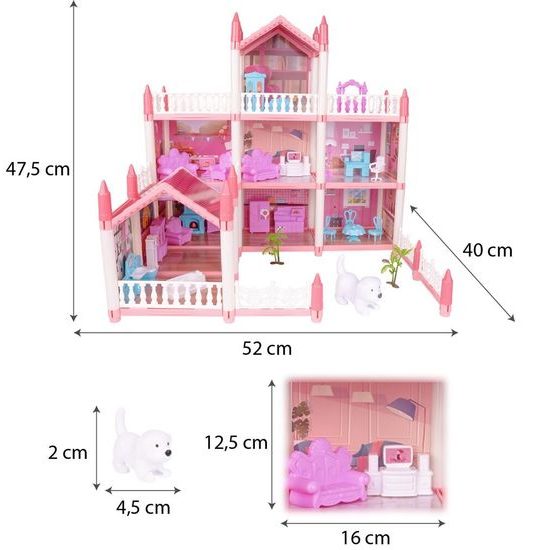 Domeček pro panenky Beautiful Home s příslušenstvím - růžový