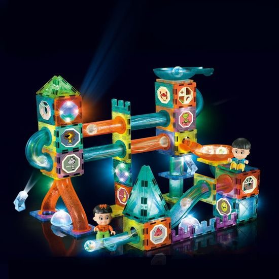 Magnetická svítící stavebnice se skluzavkou Light Magnetic 75 dílů