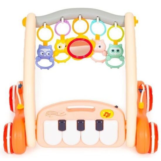 Haunger chodítko 2v1 s hrací dekou a piankem Rack Walker - oranžové