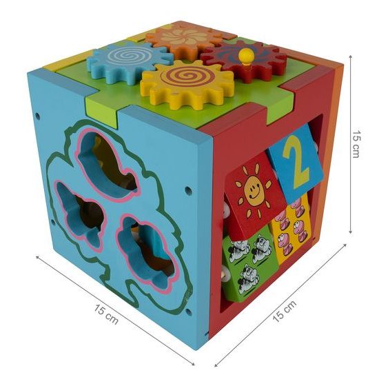 Dřevěná edukační kostka s autíčky 5v1