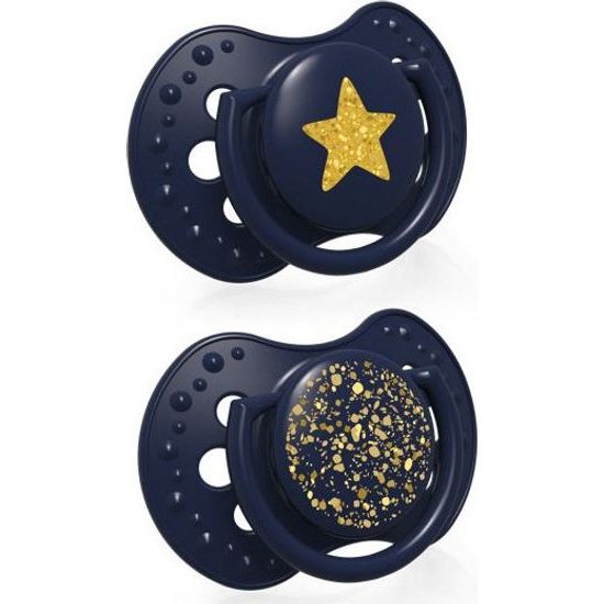 LOVI 22/895 Dynamický silikonový dudlík 18+ 2 ks Stardust modrý