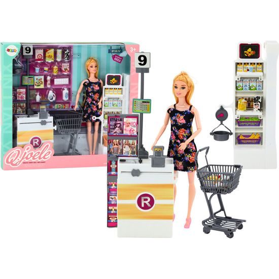 Panenka v supermarketu s nákupním košíkem