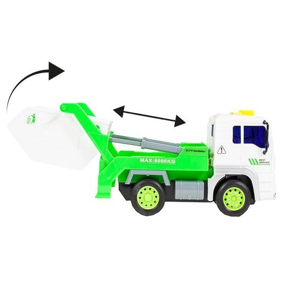 Popelářské auto s kontejnerem, světly a zvuky City Service 1:20