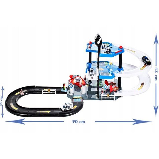 Parkovací garáž se 4 autíčky, helikoptérou a výtahem City Police