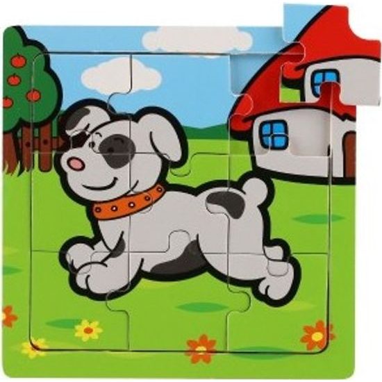 Dřevěné Mini puzzle 9 dílků - Moje první zvířátka pro nejmenší - mix 6 druhů