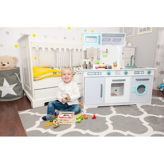 Ecotoys velká dřevěná kuchyňka s příslušenstvím