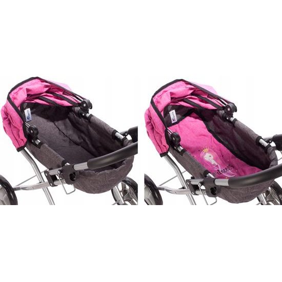 Kočárek pro panenky Princess šedo-růžový