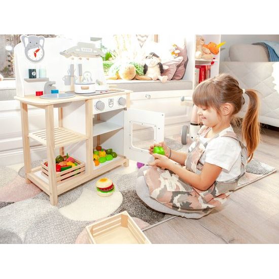 Ecotoys dětská dřevěná kuchyňka s LED efekty