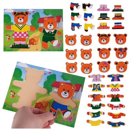 Dřevěná ukládačka s medvídky Bear Dress