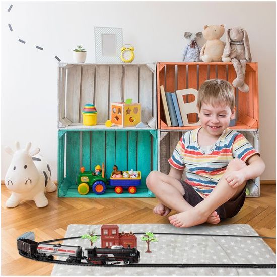 Dětská vláčkodráha na baterie se světlem Rail King 270 cm