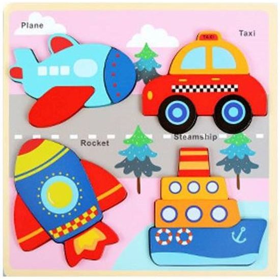 Dřevěná ukládačka s dopravními prostředky