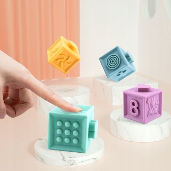 Senzorické kostky pro nejmenší Textured Blocks 12 kusů