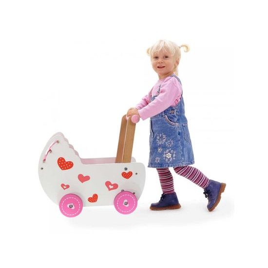 Ecotoys dětské dřevěné chodítko kočárek