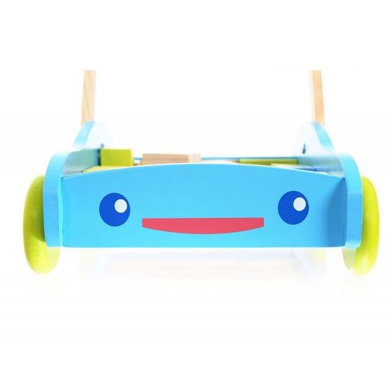 Ecotoys dětské dřevěné chodítko s kostkami modré