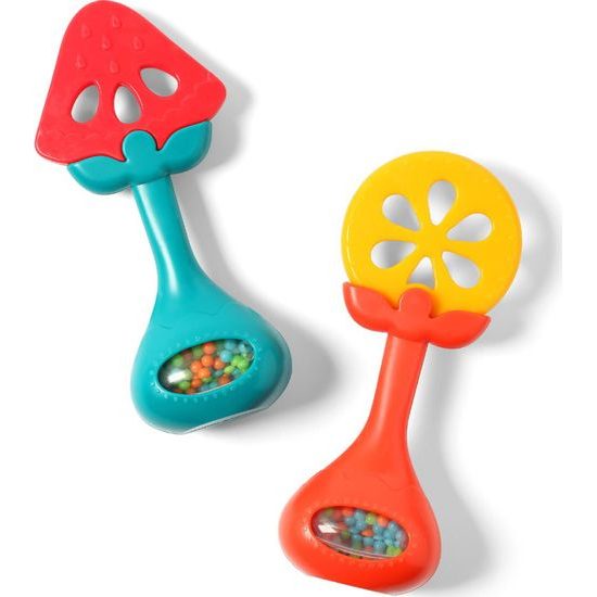 BabyOno Edukační kousátko s chrastítkem - pomeranč