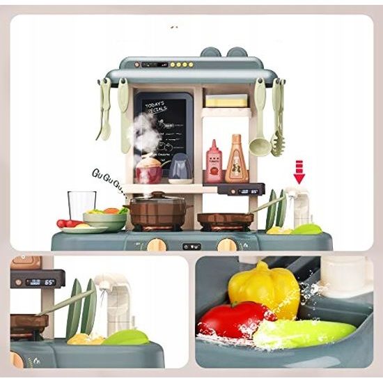 Dětská mni kuchyňka se zvuky a párou Little Chef- šedá