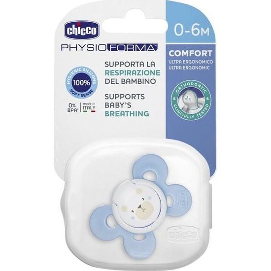 CHICCO Dudlík celosilikonový Physio Comfort 0-6m 1ks chlapec