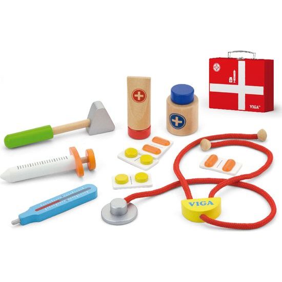 Lékařský dřevěný set v kufříku Viga