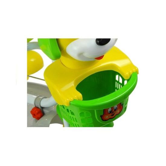 Dětská tříkolka s vodící tyčí Pejsek zelená