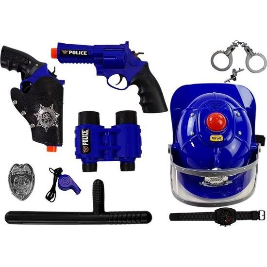 Policejní sestava pro děti s helmou a světlem Thunder Strike