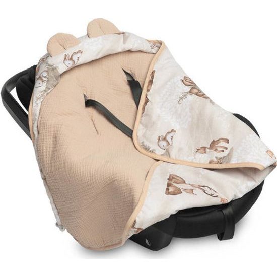 Zavinovačka do autosedačky Lesní zvířátka, meruňková