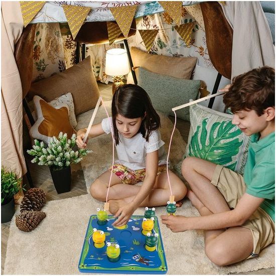 Dřevěné žabičky na lovení na magnet 3D