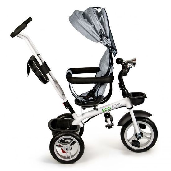 Ecotoys dětská tříkolka s otočným sedadlem 2v1 šedá