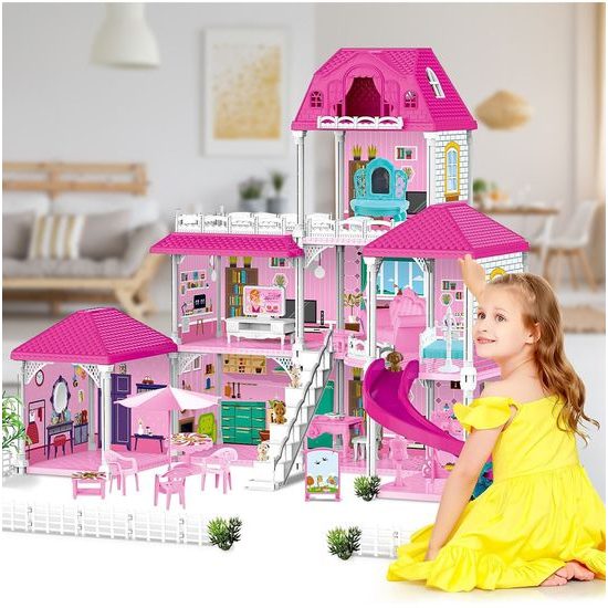 XXL domeček pro panenky Luxury Villa s příslušenstvím + 2 panenky