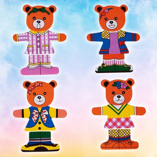 Dřevěná ukládačka s medvídky Bear Dress