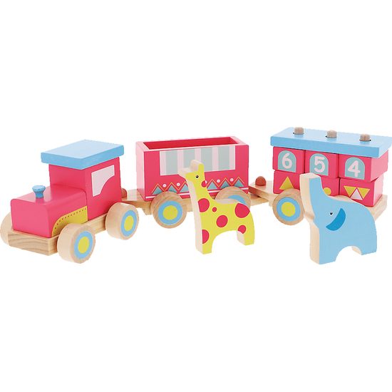 TREFL Dřevěný vláček s vagónky Afrika, červený