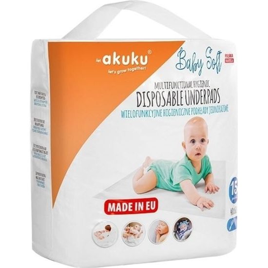 Jednorázové hygienické podložky Akuku Baby Soft 40x60cm 15ks Bílá