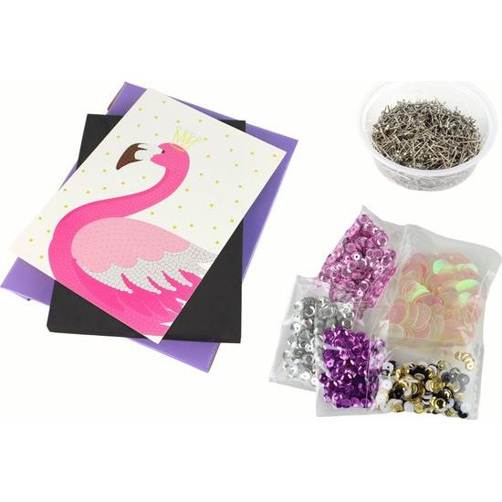 Pěnový obrázek s flitry - Plameňák