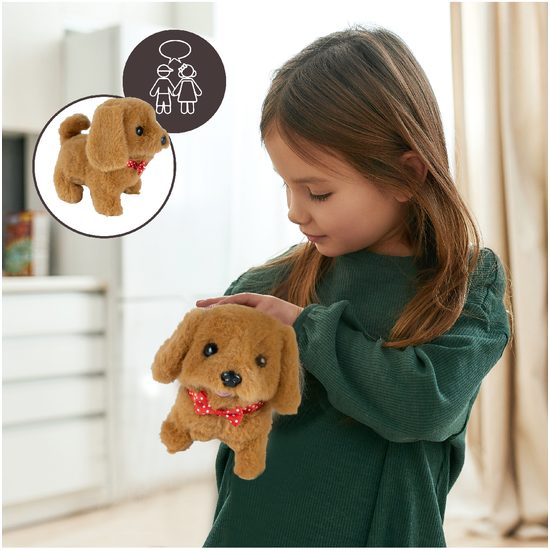Štěkající plyšový pejsek s vodítkem Plush Pet
