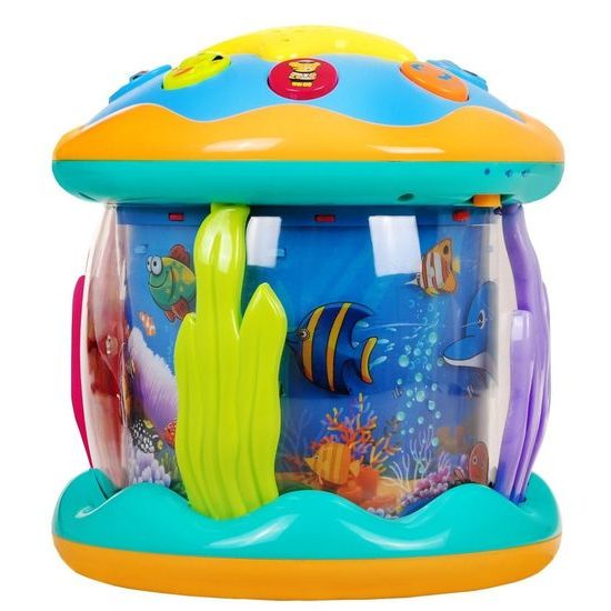 Multifunkční lampička s projektorem pro nejmenší 3v1 Rotating Fish