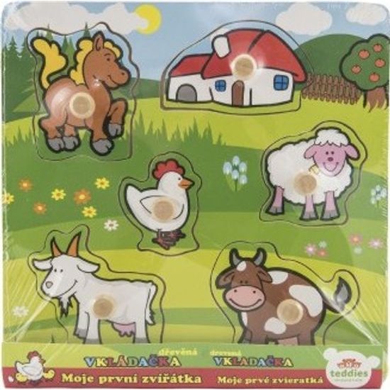 Dřevěná Vkládačka - Moje první zvířátka 6ks