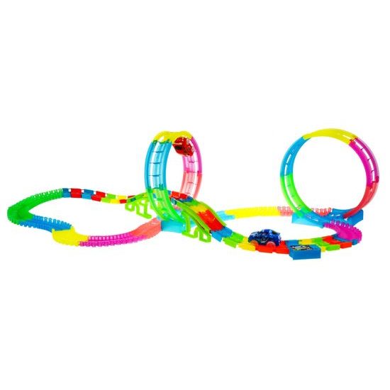 Svítící autodráha se 2 autíčky na baterie 166 dílků Twister Tracks