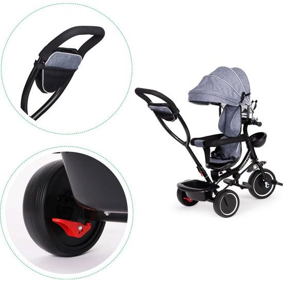 Ecotoys dětská tříkolka s otočným sedadlem Trike 2v1 šedá