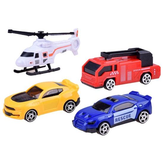 Záchranná stanice se 3 autíčky, helikoptérou a příslušenstvím Rescue Centre