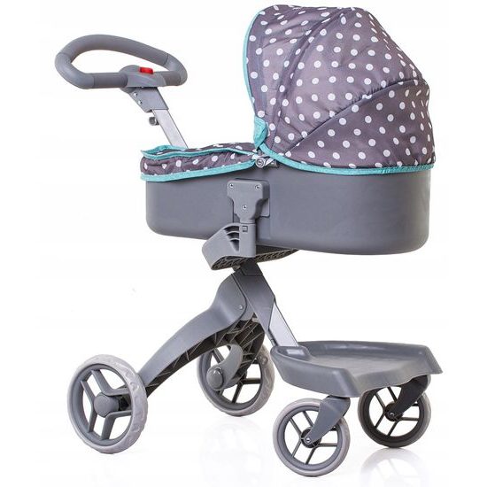SMONTOVÁNO Doris moderní hluboký kočárek pro panenky 9631 šedo-mentolový