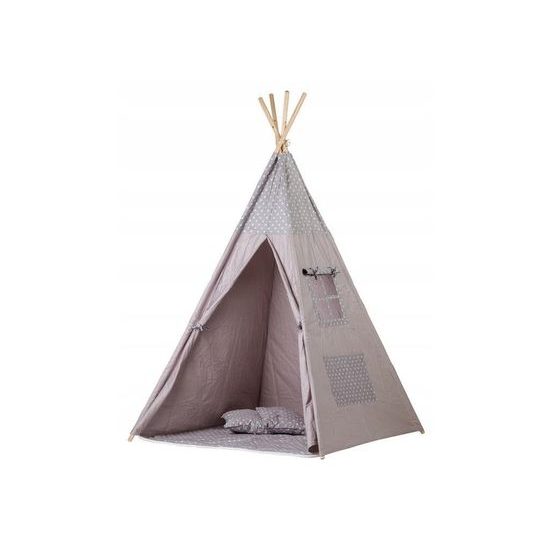Ecotoys dětský indiánský stan TeePee Šedé hvězdičky