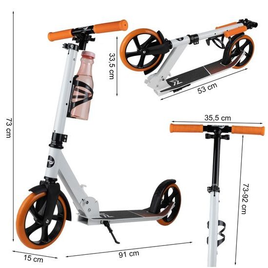 Dětská skládací koloběžka s hliníkovým rámem Scooter bílo-oranžová