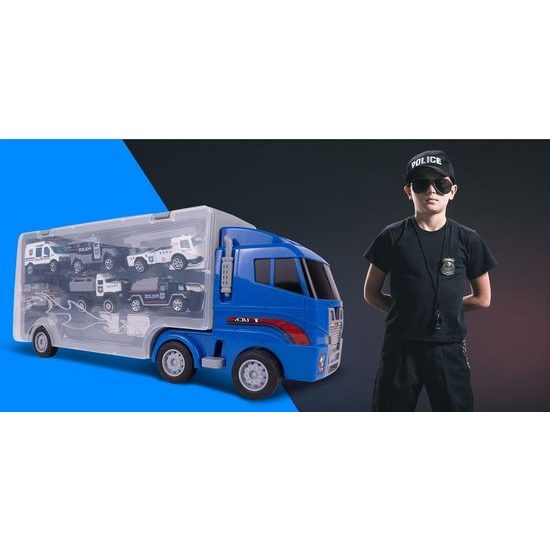 Nákladní auto se 6 kovovými autíčky a skluzavkou Carrier Truck
