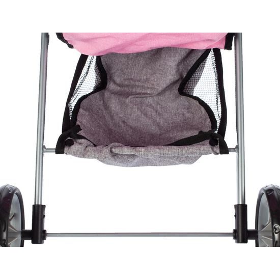 Sportovní kočárek pro panenky Princess šedo-růžový