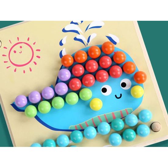 Dřevěná vkládačka pro děti 3v1 Clip Beads