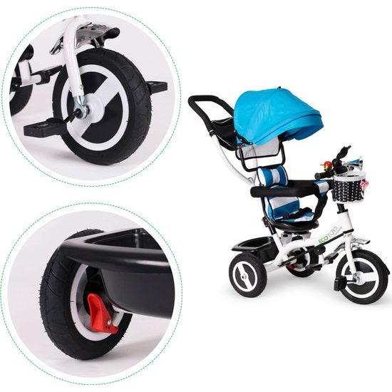 Ecotoys dětská tříkolka s otočným sedadlem modrá - gumová kola