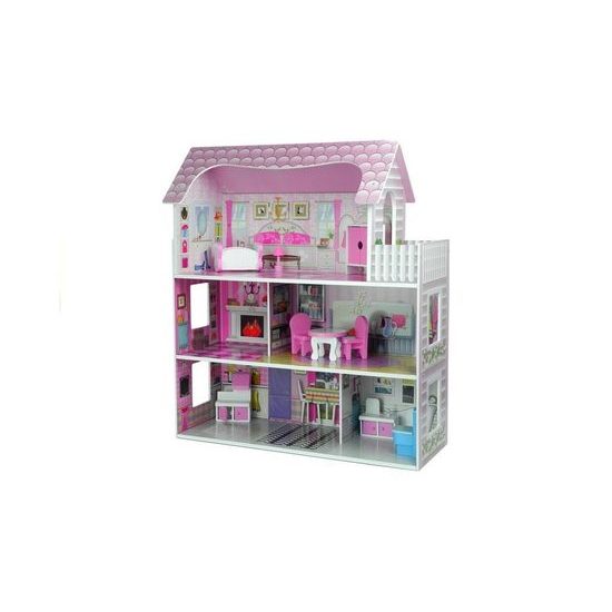 Majlo Toys dřevěný dvoupatrový domeček pro panenky Stefi