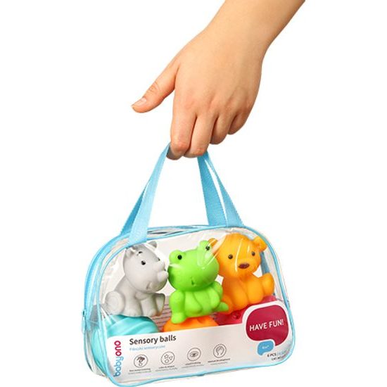 Senzorické míčky a zvířátka, 6 ks