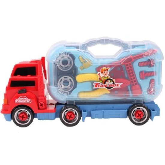 Dětské šroubovací autíčko s nářadím a zvuky Toolbox Truck červené