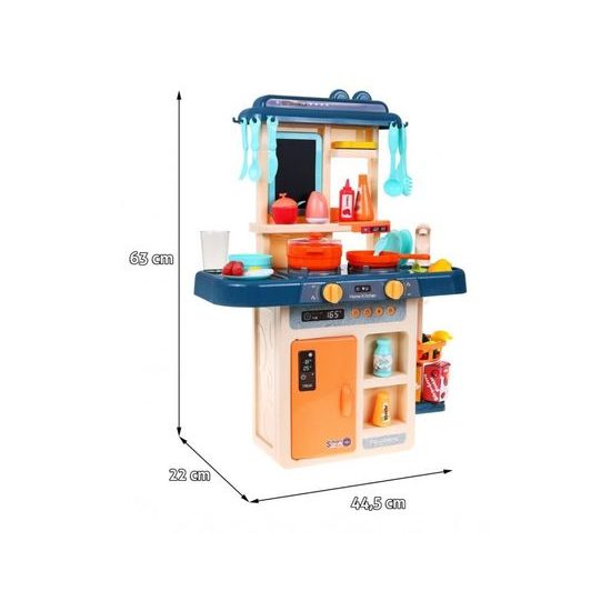 Dětská mini kuchyňka se zvuky a párou Little Chef- modrá