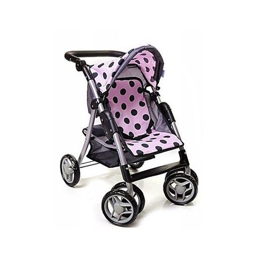 Doris sportovní kočárek pro panenku 9352 světle růžový s puntíky
